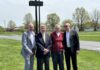 
			
				                                On the sunny afternoon of April 22, school administrators, teachers, and students gathered for the official dedication of Ralph Sininger Way on the Georgetown Exempted Village Schools campus. From the left, Eric Toole (Treasurer), Dr. Raymond Virost (GEVS Board president), Ralph Sininger, and Brad Winterod (GEVS superintendent). Photo Provided
 
			
		