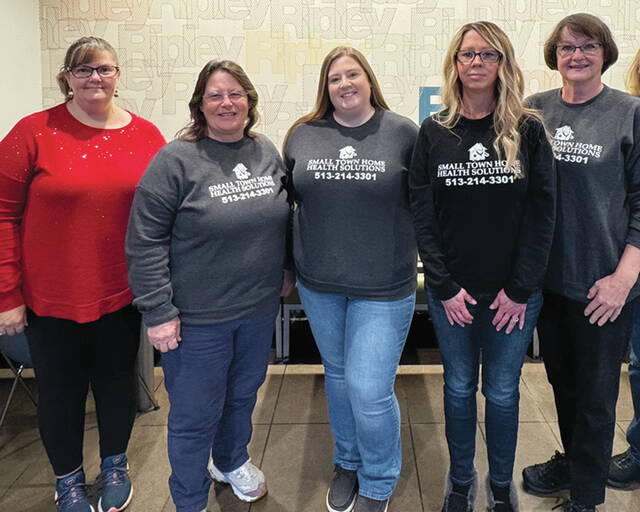 131925935_web1_small-town-home-health
Small Town Adult Day Services is set to open in 2026. From the left, are Jamie Brierly (RN), Lisa Flannery (RN), Vicki Leonard (PTA), Carla Pennington (co-owner of Small Town Adult Day Services and administrator at Small Town Home Health Solutions), and Jill Newton (occupational therapist). Photo by Wade Linville